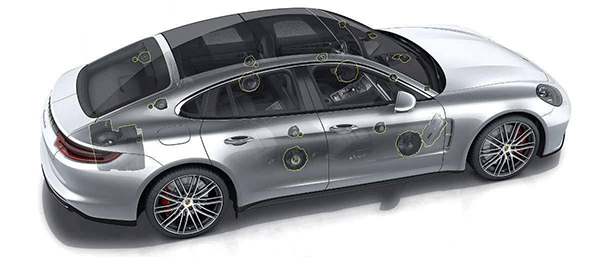 Автомобіль Porsche Panamera з встановленою системою від Burmester, яка вміє працювати з Auro-3D-звуком