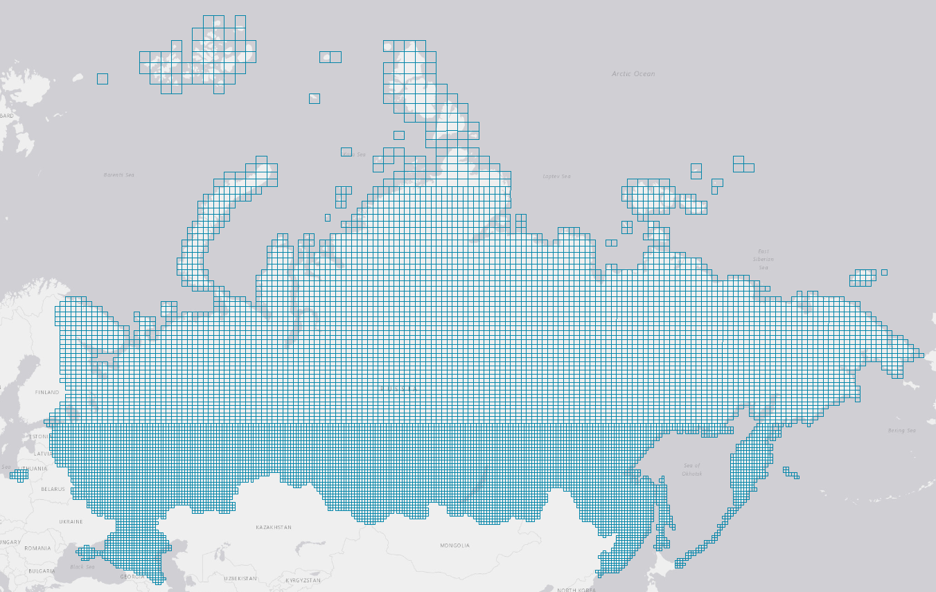Територія охоплення - база даних «Ваша Реклама РФ масштабу 1: 100 000»