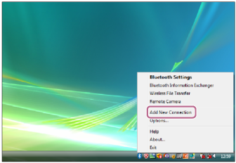 Натисніть значок BLUETOOTH правою кнопкою миші в панелі інструментів Windows, потім натисніть [Add New Connection]